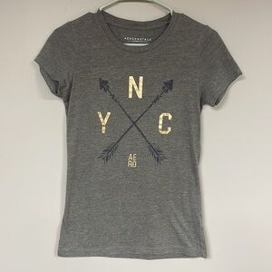 Aeropostale Grey tee with  metallic graphic , Medium